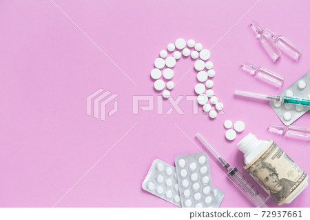 Concept of insurance medicine, sign of question. Concept of insurance medicine, sign of question. 72937661