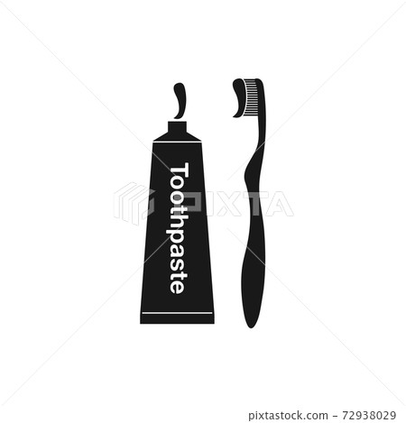 Toothbrush with Toothpaste and tube icon. Flat... - Stock Illustration ...