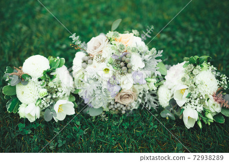 Beautiful wedding bouquet with different flowers, roses 72938289