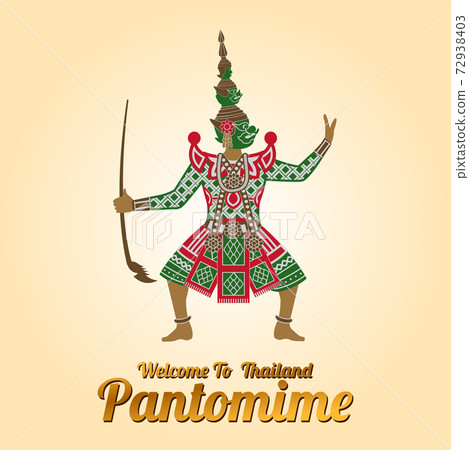 King of Giant stand in front of red circle,character of Ramayana pantomime of Thailand and India,monochrome realistic design King of Giant stand in front of red circle,character of Ramayana pantomime of Thailand and India,monochrome realistic design 72938403