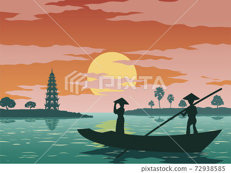 woman stand in boat to go to pay respect 72938585