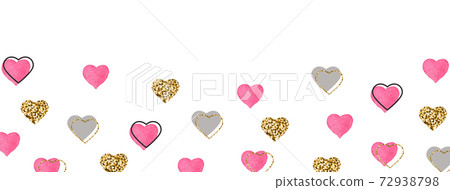 Glitter gold and watercolor pink hearts frame.... - Stock Illustration ...