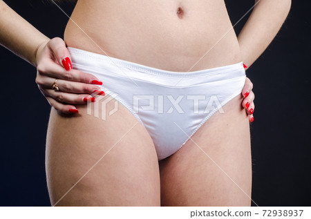 Sexy girl in lingerie on black background studio 72938937