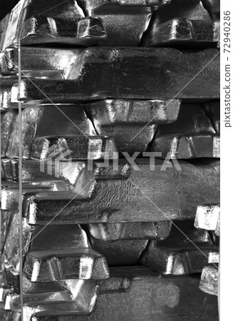 aluminum ingots stacked aluminum ingots stacked 72940286