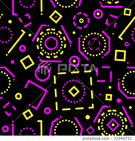 Abstract background with magento-yellow geometric shapes and lines on black background. Minimal seamless pattern cover template design for prints Abstract background with magento-yellow geometric shapes and lines on black background. Minimal seamless pattern cover template design for prints 72940732