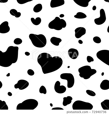 Dalmatian dog seamless pattern, black spot background, vector illustration 72940736