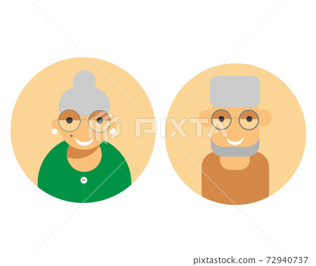 Icon of Grandmother and grandfather. Couple of older people. Vector illustration 72940737