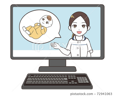 Online medical examination pediatrics monitor female doctor 72941063