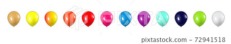 colored set of blue balloons isolated on white... - Stock Illustration ...