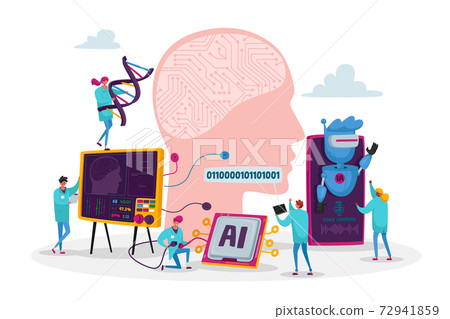 Engineers Characters Create and Programming Artificial Intelligence. Robot Hardware, Software Engineering in Laboratory 72941859
