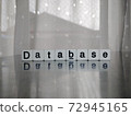 骰子字母2與數據庫在明亮的燈光下對齊 72945165