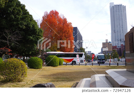 Scenery of the streets of Hiroshima Joto-dori and the roadside trees dyed in red Scenery of the streets of Hiroshima Joto-dori and the roadside trees dyed in red 72947126