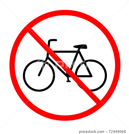 No bicycles warning sign. No Bikes symbol on white background. No bicycle parking sign in circle. No bicycles warning sign. No Bikes symbol on white background. No bicycle parking sign in circle. 72948068
