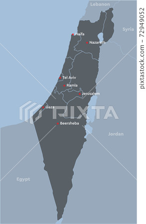 Vector map Israel divided on regions, Asia country - Stock Illustration ...