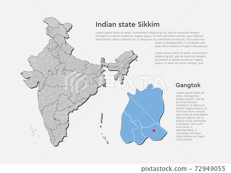 India map country state Sikkim, vector template 72949055