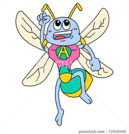 Flying Bee Insect Superhero Drift, doodle icon image 72950548