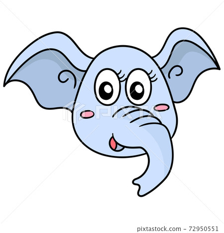 emoticon elephant head woman laughing cute, doodle icon image 72950551