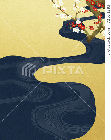 梅花的日式背景-有多種變體 梅花的日式背景-有多種變體 72951293
