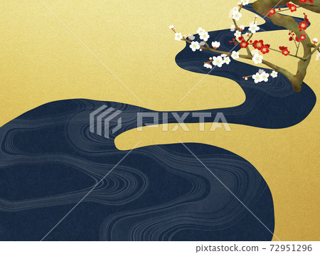 梅花的日式背景-有多種變體 72951296