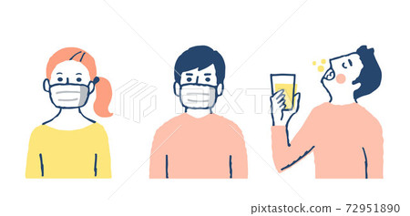 Male and female gargling with mask 72951890