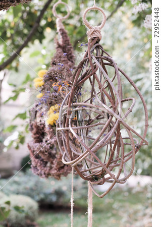 garden decoration. wicker withe pendants for trees. garden decoration. wicker withe pendants for trees. 72952448