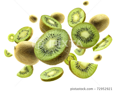 Kiwi fruit levitating on a white background 72952921