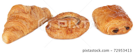 pain au chocolat, croissant, raisin bread 72953413