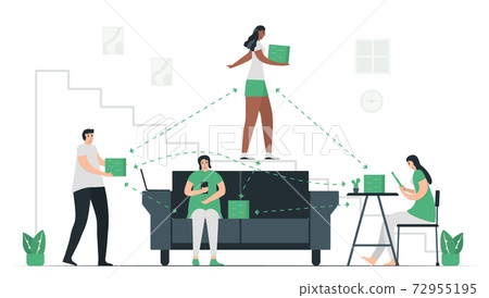 People use blockchain to make database together. This technology can keep secret of datas. E-payment concept. This infographic banner was designed by using vintage green color. 72955195