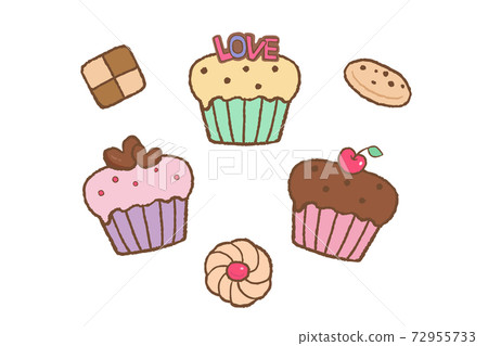 Cute Sweets Cupcakes And Cookies Stock Illustration
