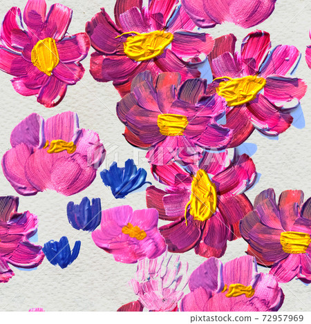 Seamless pattern with flowers. Watercolor or acrylic painting. Hand drawn floral background. Seamless pattern with flowers. Watercolor or acrylic painting. Hand drawn floral background. 72957969