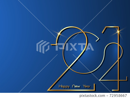 Golden 2021 New Year logo. Holiday greeting card. Vector illustration. Holiday design for greeting card, invitation, calendar, party, gold luxury vip, isolated on blue background  Golden 2021 New Year logo. Holiday greeting card. Vector illustration. Holiday design for greeting card, invitation, calendar, party, gold luxury vip, isolated on blue background  72958667