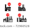 Lockdown forbidden factory vector icon. Prohibited Warning, caution, attention, restriction label danger. actory flat sign design. Factory symbol pictogram. 72960528