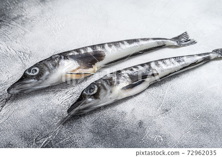 Raw icefish on a kitchen table. White background. Top view Raw icefish on a kitchen table. White background. Top view 72962035