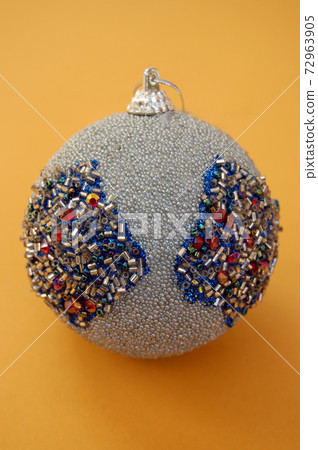 silver christmas bauble with glitter silver christmas bauble with glitter 72963905