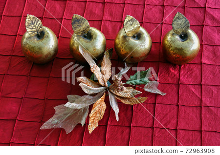 golden apples and flower christmas decoration golden apples and flower christmas decoration 72963908