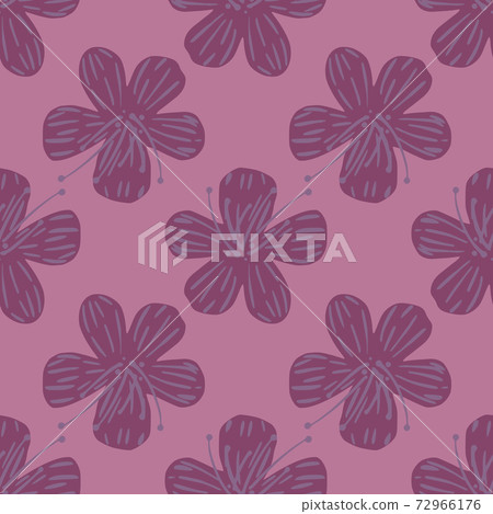 FLora seamless pattern with purple hand drawn flowers ornament. Light violet background. 72966176