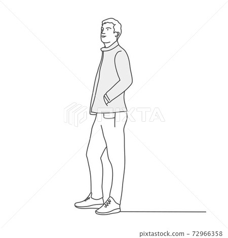 Man Standing With Hands In Pockets Adult People Isolated Vector