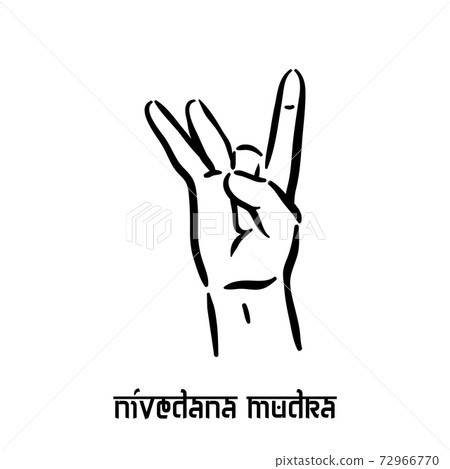 Nivedana mudra. Hand spirituality hindu yoga of fingers gesture. Technique of meditation for mental Nivedana mudra. Hand spirituality hindu yoga of fingers gesture. Technique of meditation for mental 72966770