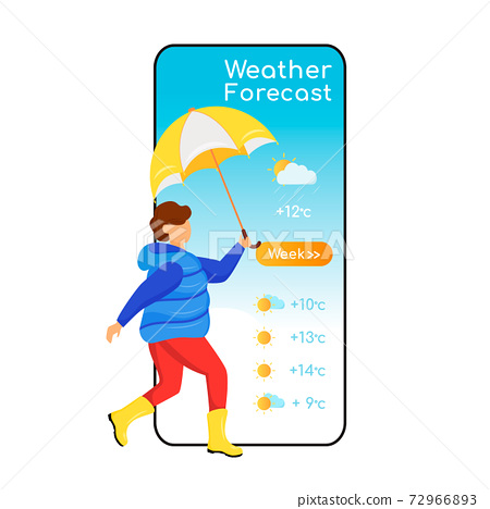 Weather forecast cartoon smartphone vector app...-插圖素材