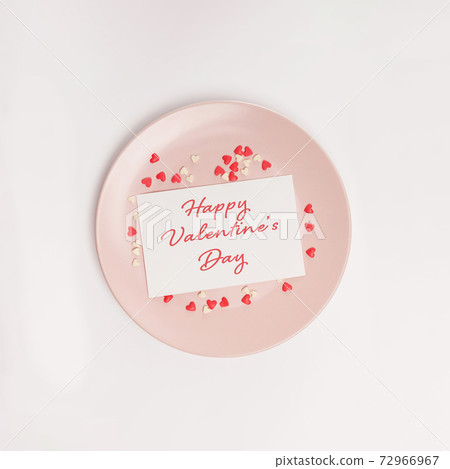 Valentine's day greeting card on the plate, top view Valentine's day greeting card on the plate, top view 72966967