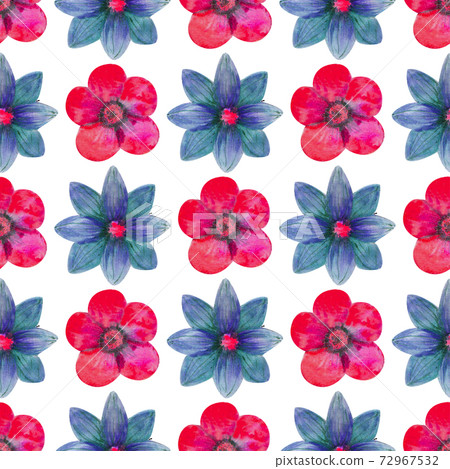 Seamless pattern with wildflowers on white background. Floral pattern for Wallpaper or fabric. Watercolor illustration. Element of packaging design, invitations, cards, etc 72967532