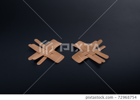 Tapes for face beautifully lie on a black background. Kineziotape for rejuvenation. tape to help fight wrinkles. Surgical rejuvenation. 72968754