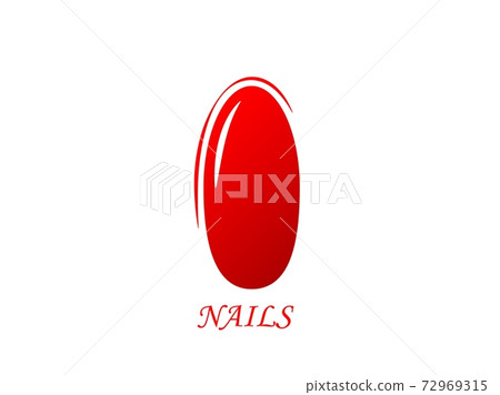 Stylish nail symbol icon. Bright red oval sign of glamor and fashion design rich. 72969315