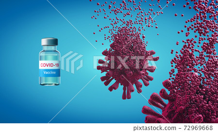 A Vaccine Covid-19 destruction A vaccine against coronavirus disease 3d Render A Vaccine Covid-19 destruction A vaccine against coronavirus disease 3d Render 72969668
