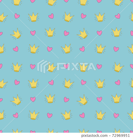 Simple seamless pattern with crowns and heart... - Stock Illustration ...