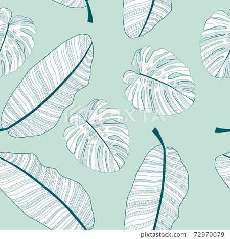 Abstract tropical palm leaf seamless pattern background. Vector Illustration 72970079