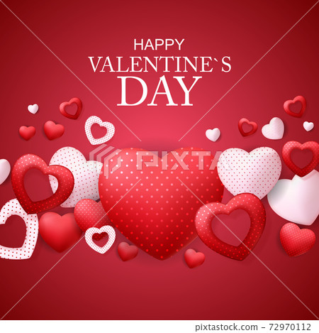 Happy Valentines Day Card with Heart. Vector Illustration 72970112