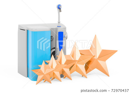 Customer rating of oral irrigator, portable water flosser. 3D rendering 72970437