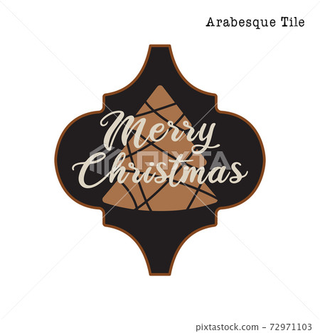Arabesque Tile Christmas Ornament design. Xmas and new year design with tree and quote - Merry Christmas. Stock vector Arabesque Tile Christmas Ornament design. Xmas and new year design with tree and quote - Merry Christmas. Stock vector 72971103