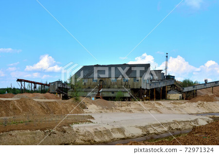 Sand making plant in mining quarry. Crushing factory  72971324
